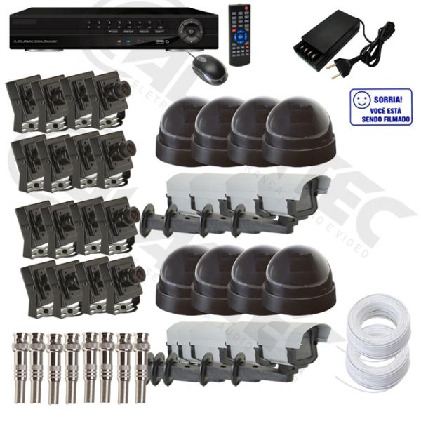 Kit Segurança Cftv 16 cameras 480 linhas + Dvr H.264 480fps