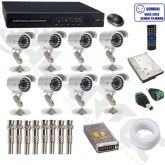 Kit Cftv 8 cameras Infra V Dvr H.264 240fps com HD Completo